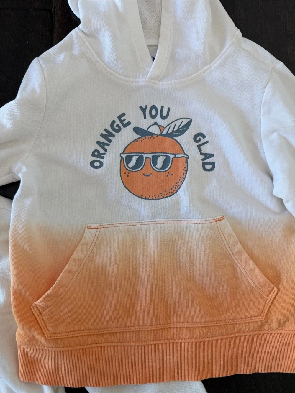 Great Bundle of Old Navy White & Orange Ombre Lightweight Hoodie with Palm Tree